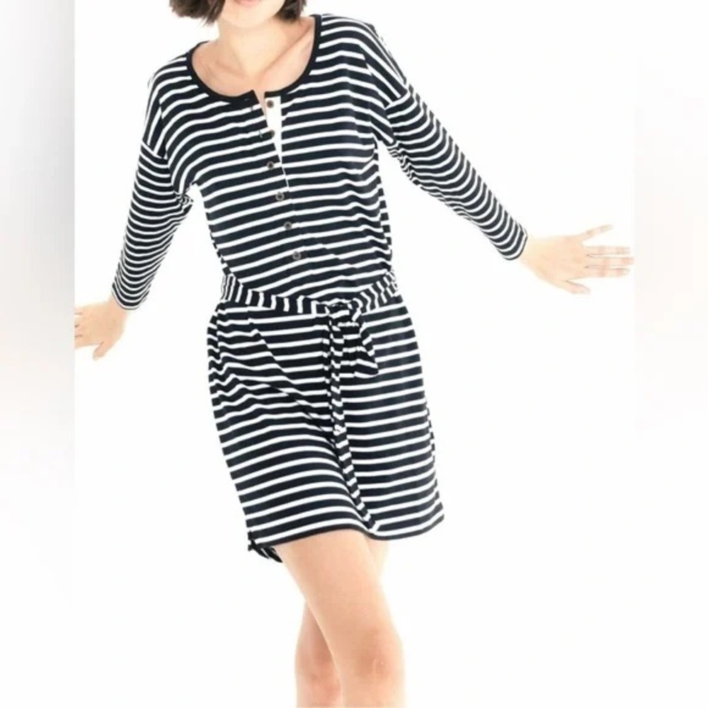 Sanctuary | Womens Sullivan Striped Henley T-Shirt Dress Medium
